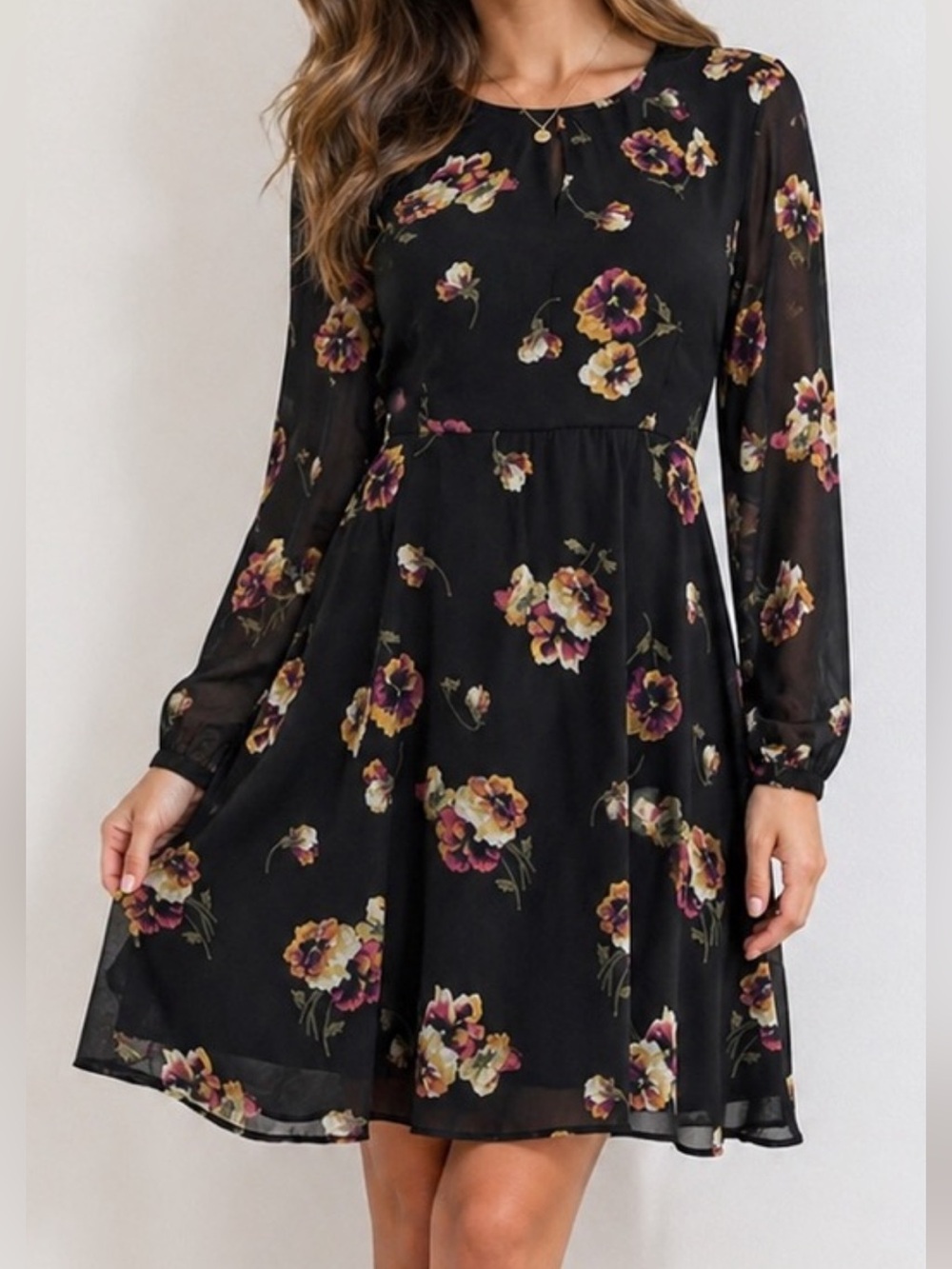 Forever 21 Black Dress with Floral Accents